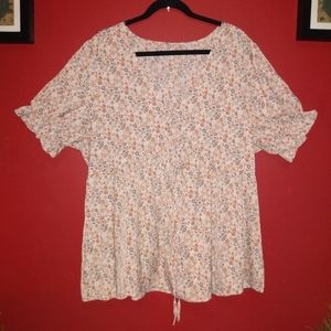 Shein Boho Short Sleeve Multicolor Blouse 3XL